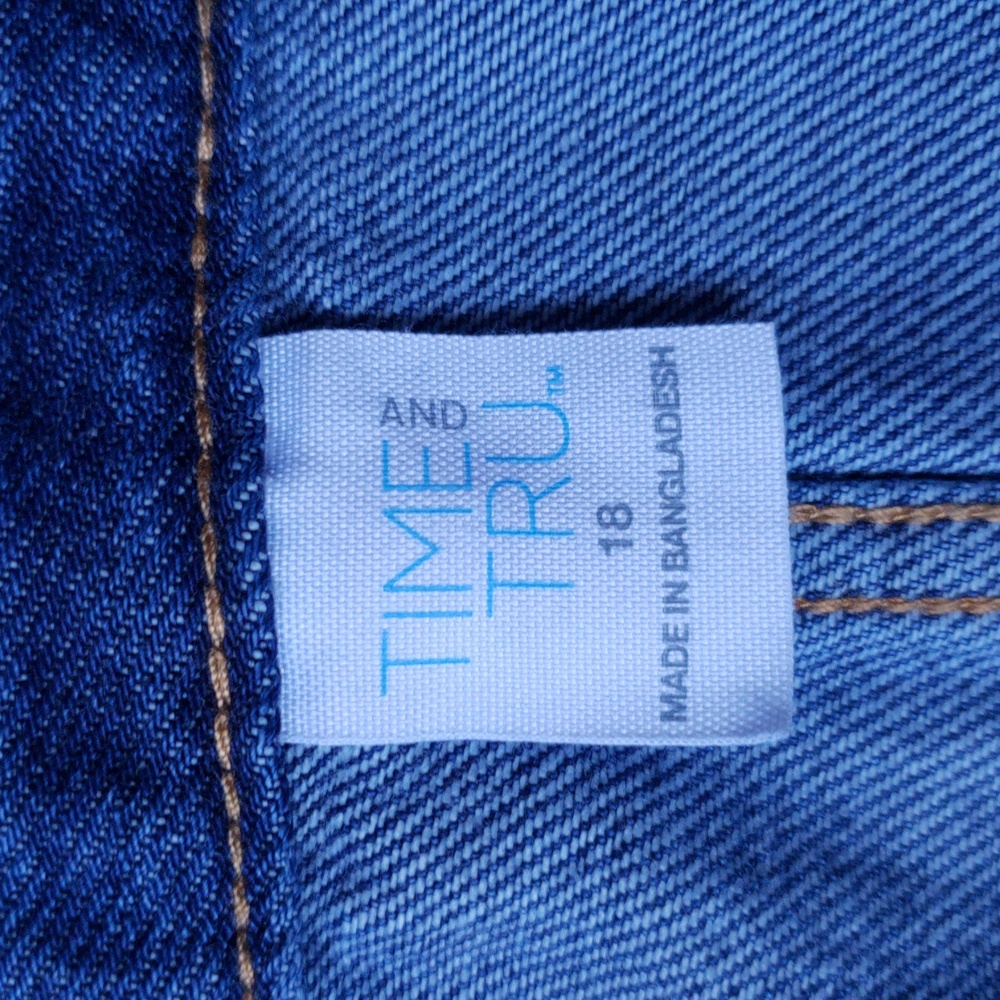 Patchwork Tri Denim Medium Wash Midi Skirt - Picture 6 of 7